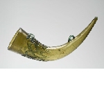 Glass drinking horn with metal fitting