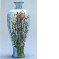 Small vase with iris decoration on a blue ground